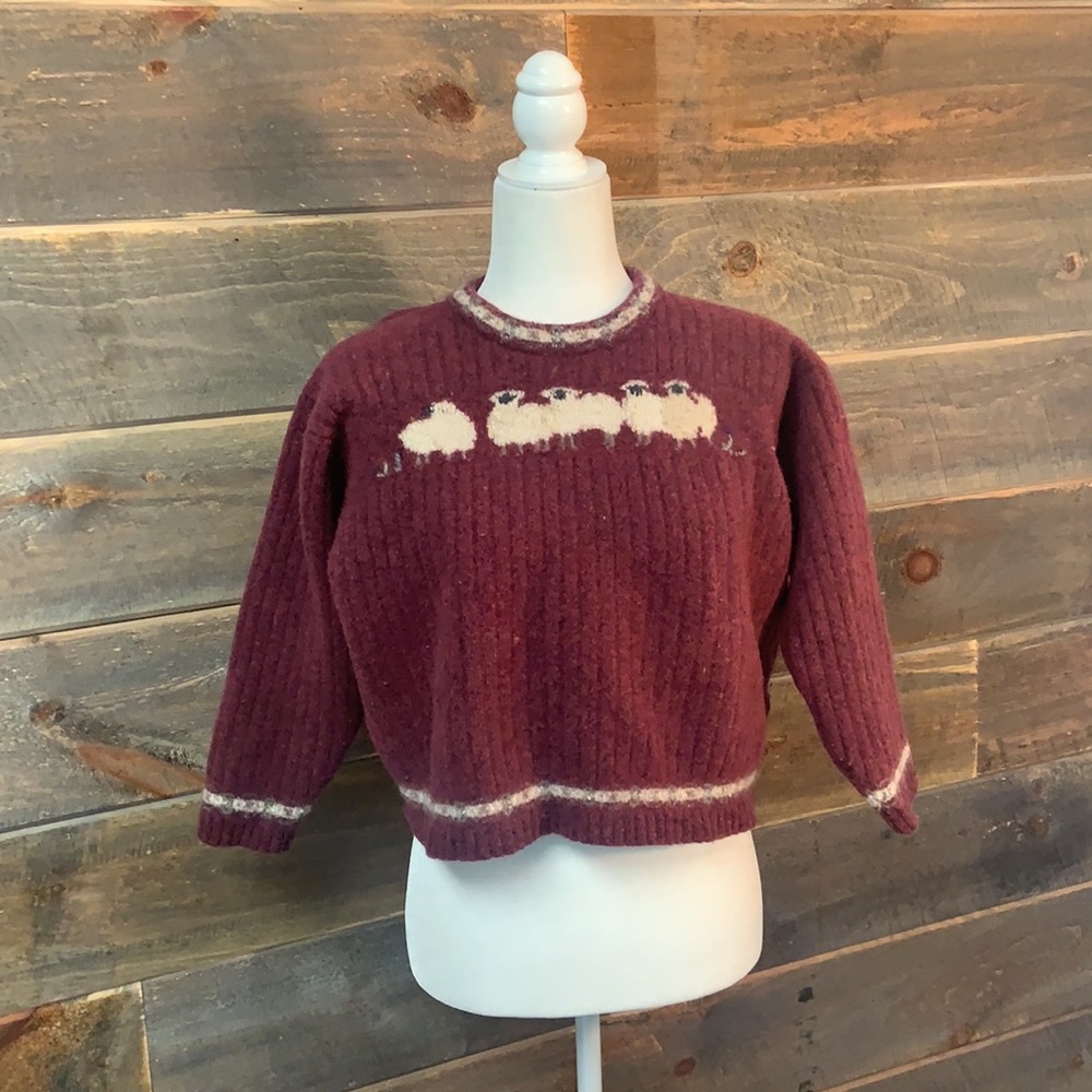 Woolrich 80s Vintage Crop Sheep Sweater Wool
